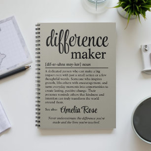 Custom Difference Maker Definition Thank You Gift Notebook