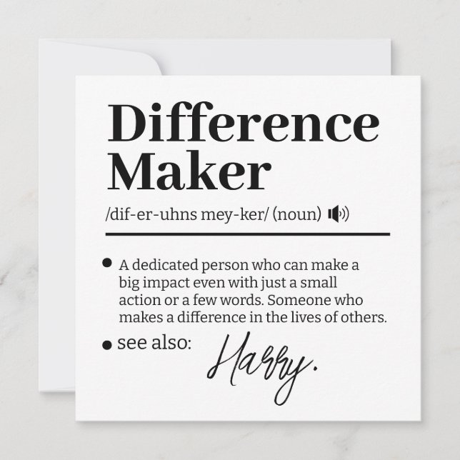 Custom Difference Maker, Mentor Appreciation Gift  (Front)