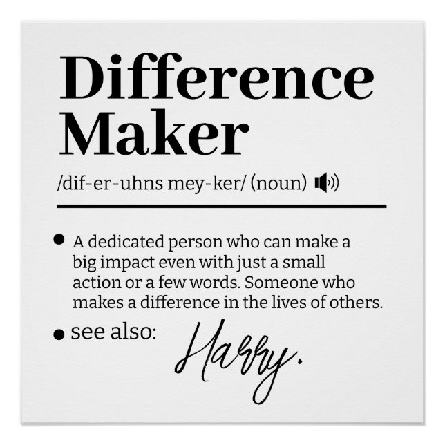 Custom Difference Maker, Mentor Appreciation Gift  Poster (Front)