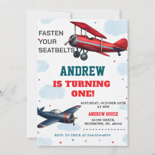 Custom Digital Aeroplane Boy 1st Birthday for boy Invitation