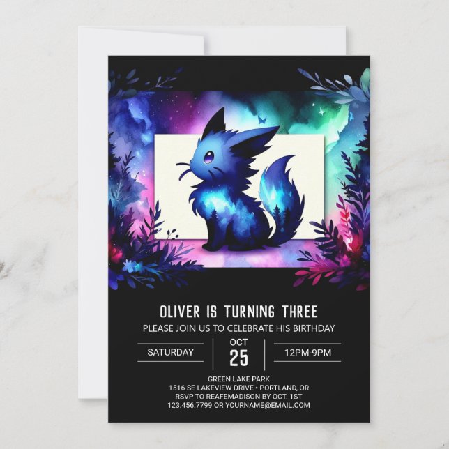 Custom Digital Cat Birthday Invitation (Front)