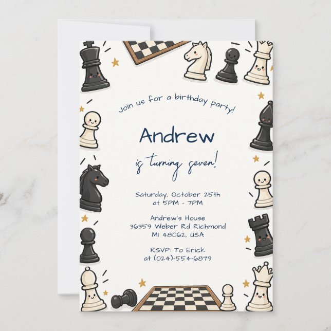 Custom Digital Chess Birthday  Invitation (Front)