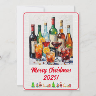 Custom Digital Christmas Party Drinks Art Painting Card