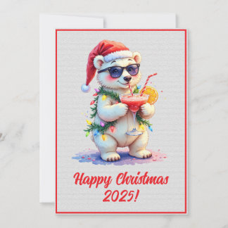 Custom Digital Christmas Polar Bear Cub Xmas Card