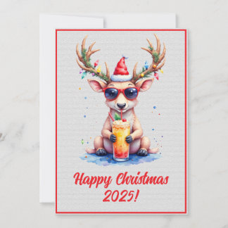 Custom Digital Christmas Reindeer Cocktail Xmas Card