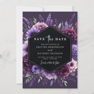 Custom Digital Purple Floral Wedding Save The Date