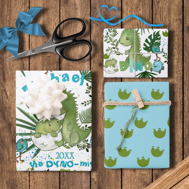 Custom Dino-mite Any Occasion Wrapping Paper Sheet (Custom Dino-mite Any Occasion Wrapping Paper Sheets )