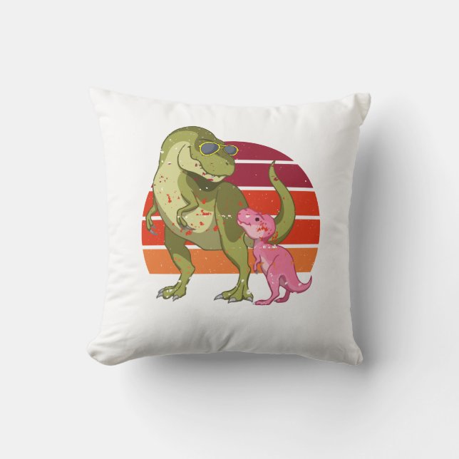 Custom Dino Papasaurus Papa Dad Father Funny T-Shi Cushion (Front)
