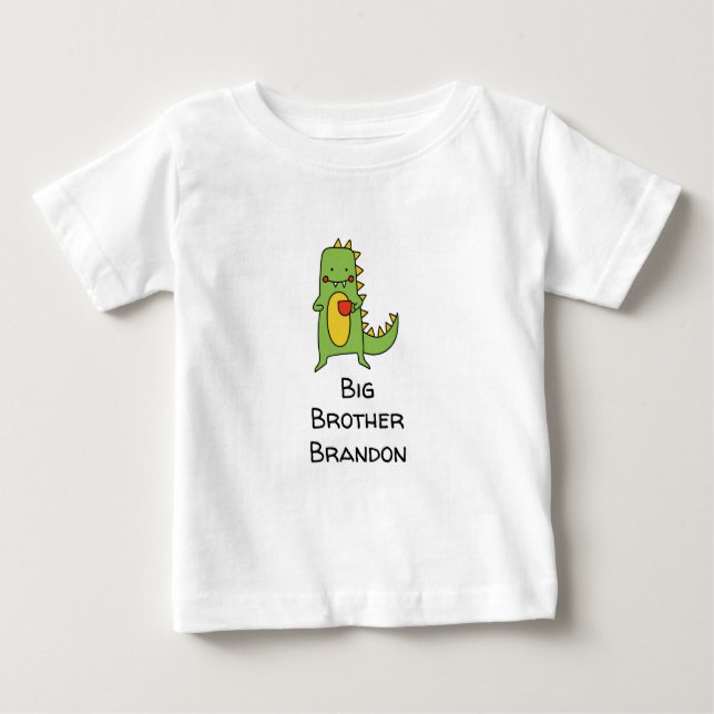 Custom Dinosaur Baby Boy T-Shirt – Big Brother Tee (Front)