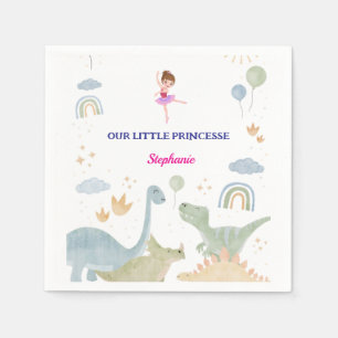 custom dinosaur ballerina ballets birthday  napkin