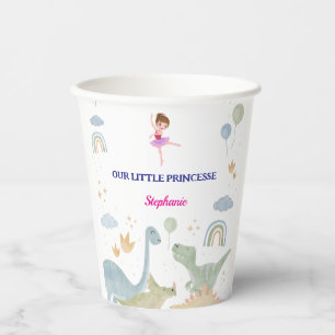 custom dinosaur ballerina ballets birthday paper cups