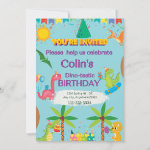 Custom Dinosaur Boy Birthday Party  Invitation