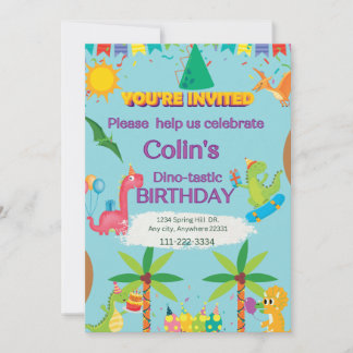 Custom Dinosaur Boy Birthday Party Invitation