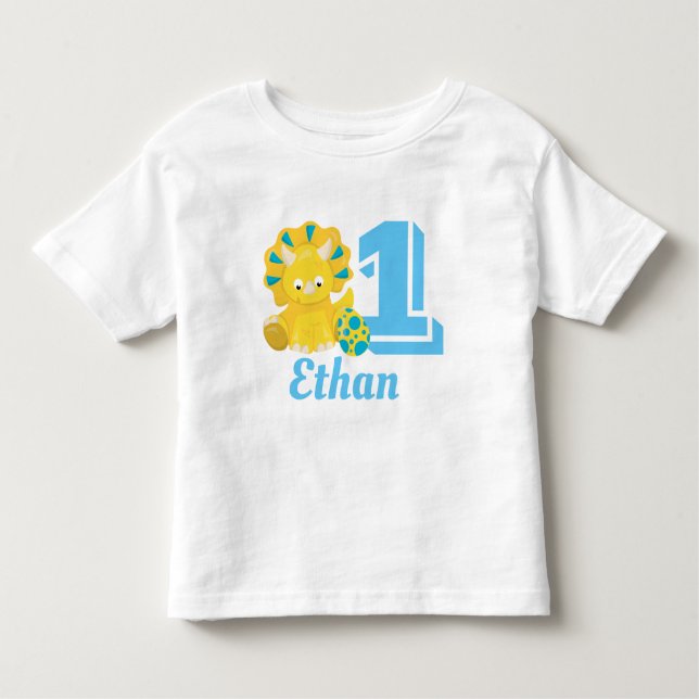 Custom. Dinosaur. Boy's 1st Birthday. Toddler T-Shirt (Front)