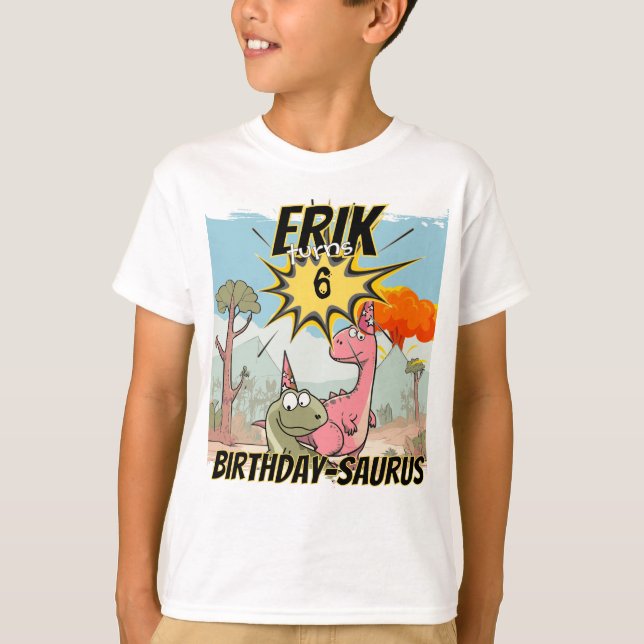 Custom Dinosaur Guest of Honour Birthday T-Shirt (Front)