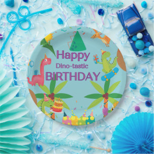 Custom Dinosaur Happy Birthday Party Paper Plate