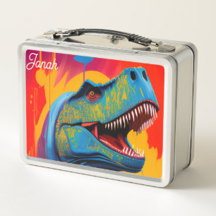 Custom Dinosaur Lunch Box - T Rex Metal Name Box