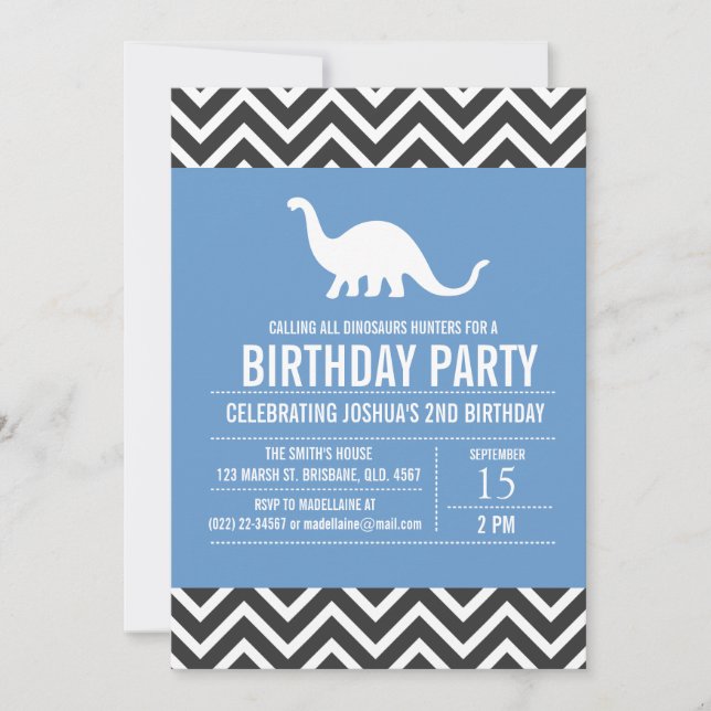Custom Dinosaurs Birthday Party Invitation for Boy (Front)