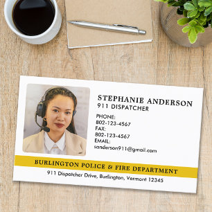 Custom Dispatcher 911 Emergency Services Photo Business Card