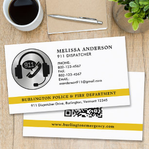 Custom Dispatcher Emergency Service Logo QR Code Business Card