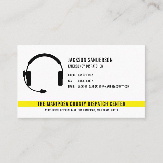 Custom Dispatcher Emergency Services Employee Logo Business Card (Front)