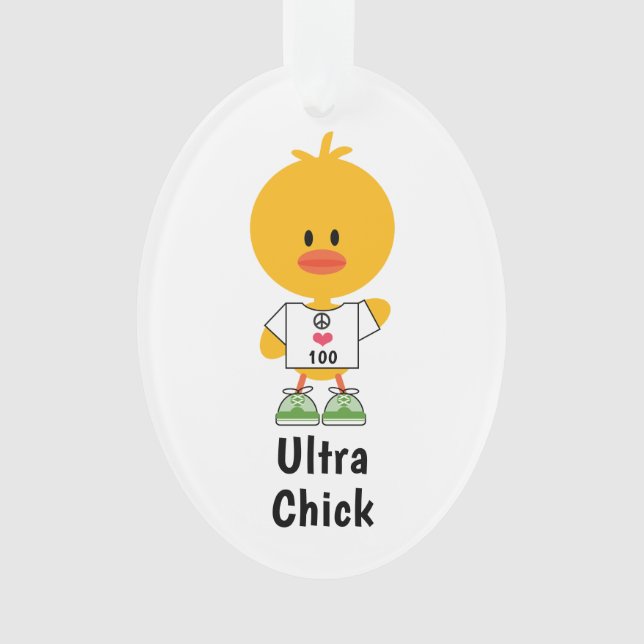 Custom Distance Personalised Ultra Chick Marathon Ornament (Front)
