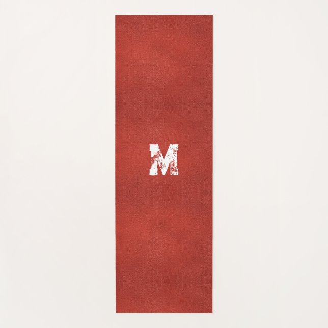 Custom Distressed Text Monogram Faux Leather Look Yoga Mat (Front)