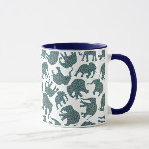 Custom Ditzy Paisley Elephants on White Coffee Mug