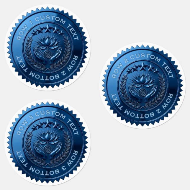 Custom DIY 3D Blue foil Reiki Master seal stickers (Group)