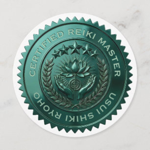 Custom DIY 3D Green foil Reiki Master seal sticker Invitation