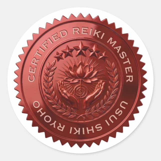 Custom DIY 3D Red foil Reiki Master seal stickers (Front)