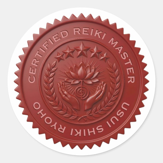 Custom DIY 3D Red wax foil Reiki Master seal label (Front)