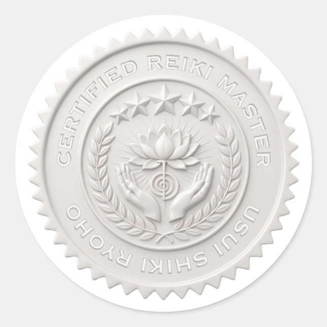 Custom DIY 3D White wax Reiki Master seal label (Front)