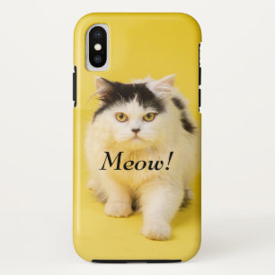 Custom DIY Adorable cute cat Meow chic yellow Case-Mate iPhone Case