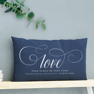 Custom DIY Lyrics Script Love Couple Keepsake Lumbar Cushion
