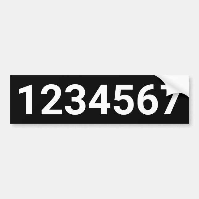 Custom DIY Mailbox Numbers White Text on Black Bumper Sticker (Front)