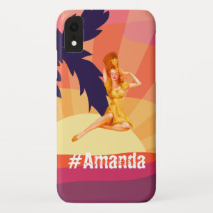 Custom DIY Monogrammed Vintage sunset orange chic Case-Mate iPhone Case
