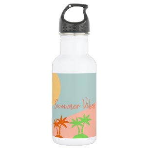 Custom diy summer vibes cute summer colours palm 532 ml water bottle