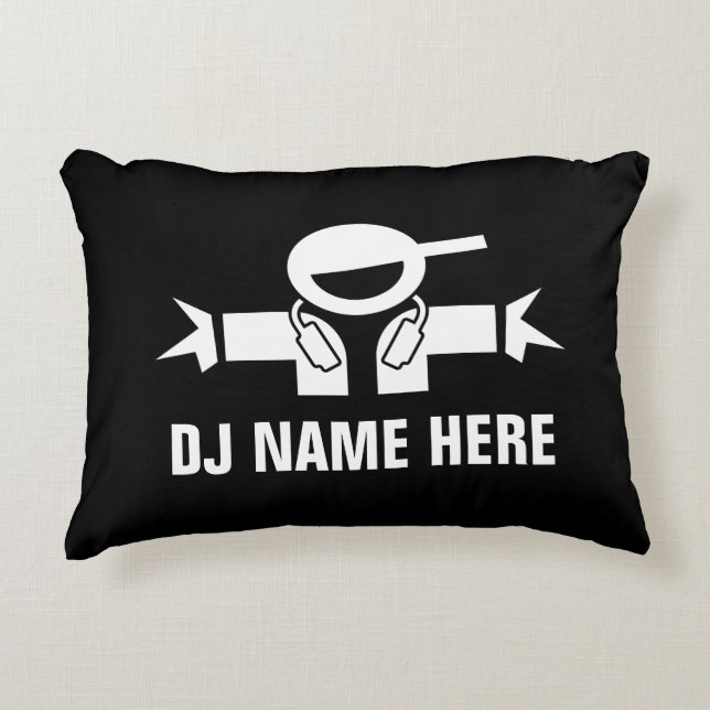Custom DJ diskjockey throw pillow for music deejay (Front)