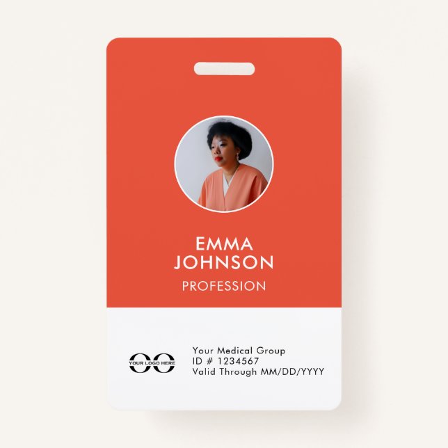 Custom Doctor Nurse Medical Health Aide Photo ID ID Badge (Front)