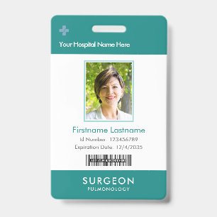 Custom Doctor Photo Logo Bar Code Name ID Badge