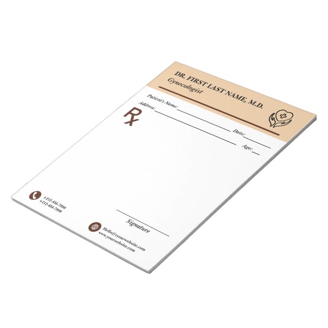 Custom Doctor Prescription Notepad Editable RX Pad (Angled)
