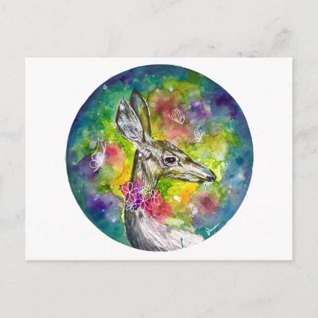 Custom Doe Watercolor Post Card (Front)