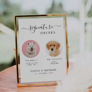 Custom Dog Bar Pet Sign Signature Drinks Wedding Invitation