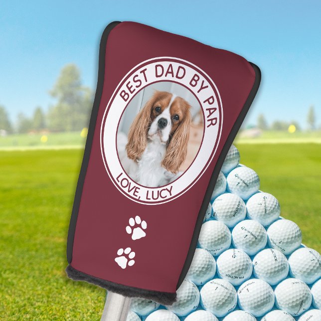 Custom Dog Best Dad Ever Red White Photo Golf Head Cover (Creator Uploaded)