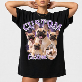 Custom Dog Bootleg Photo Collage, Vintage Animal  T-Shirt