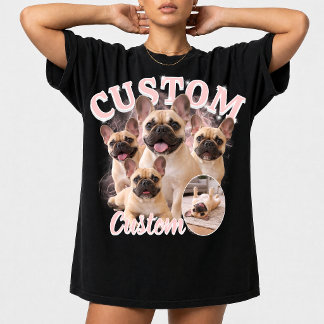 Custom Dog Bootleg Photo Collage, Vintage Animal  T-Shirt