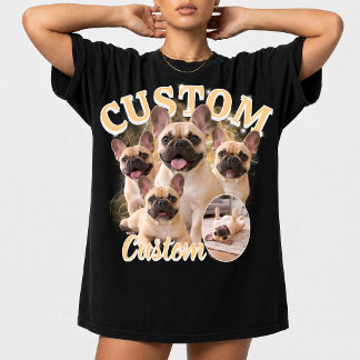 Custom Dog Bootleg Photo Collage, Vintage Animal  T-Shirt