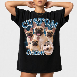 Custom Dog Bootleg Photo Collage, Vintage Animal  T-Shirt