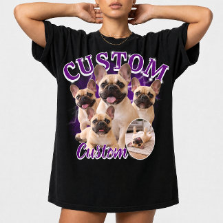 Custom Dog Bootleg Photo Collage, Vintage Animal  T-Shirt